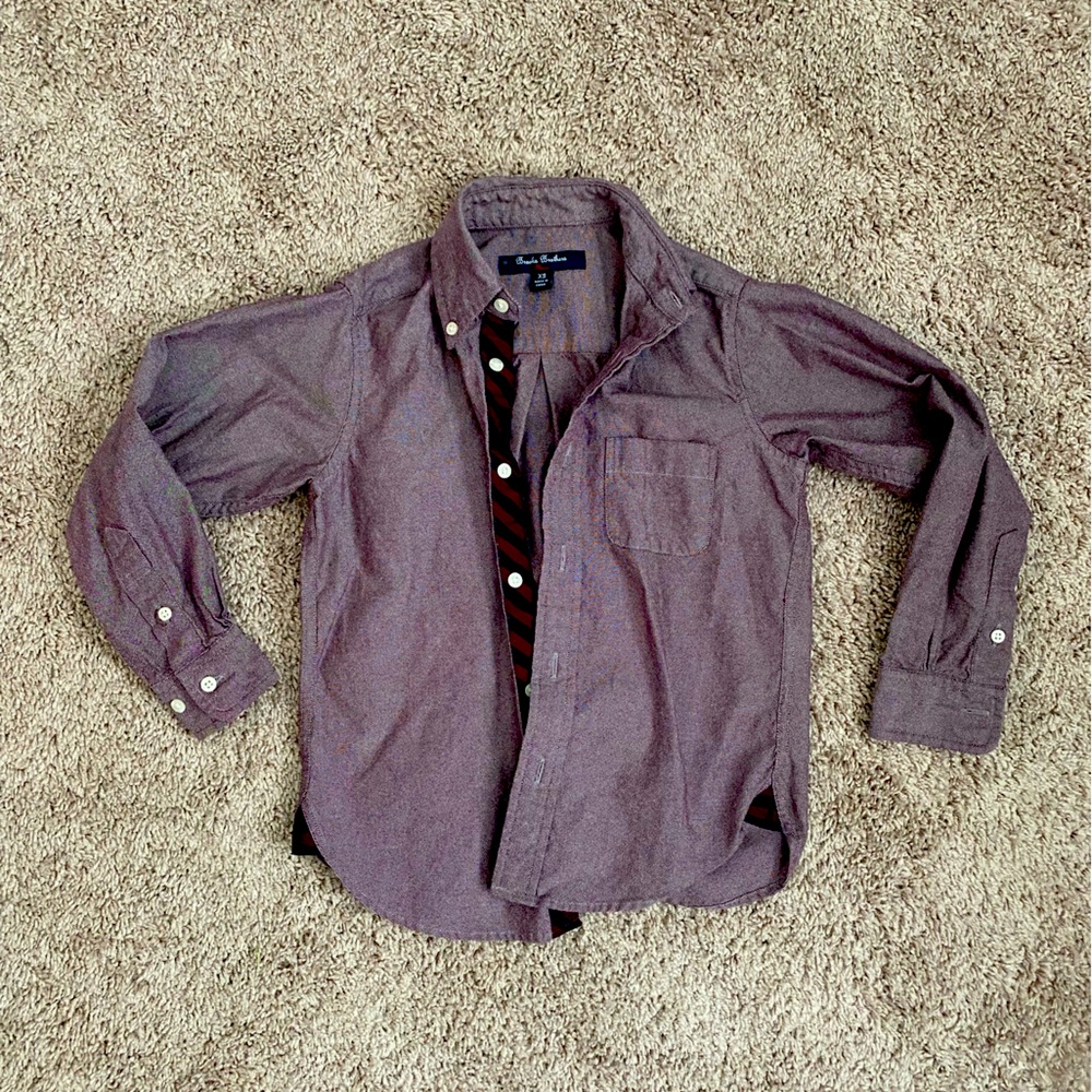 Brooks Brothers “Fleece” kids long-sleeved poplin button-up XS